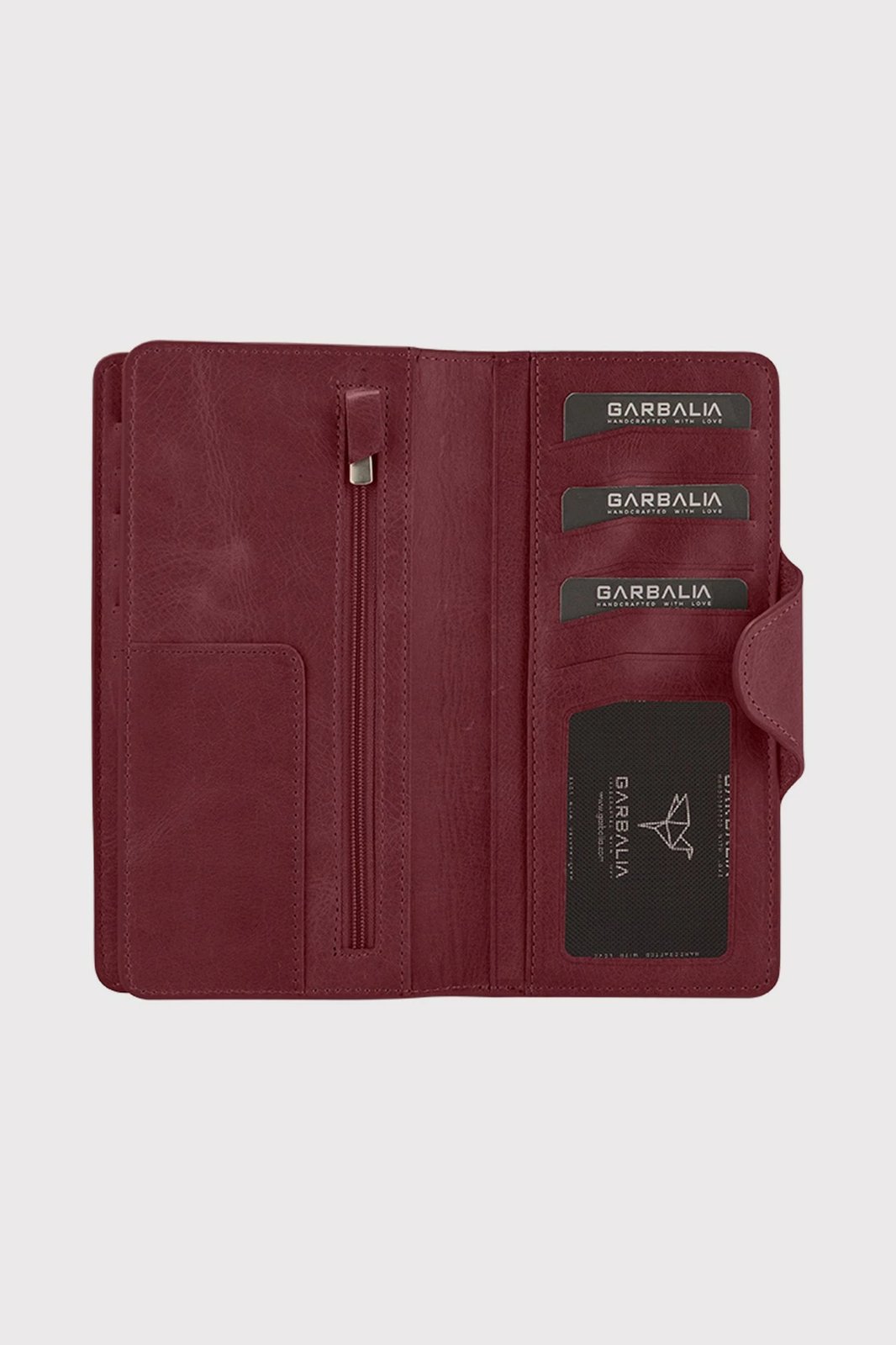 Portofol unisex, lëkurë natyrale, ngjyrë e kuqe Claret, Zoozie Bags, Axel