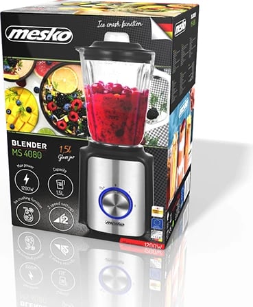 Blender Adler MS4080 1.5L kavanoz qelqi 600W 2 shpejtësi funksion Pulse Blender Adler MS4080 1.5L kavanoz qelqi 600W 2 shpejtësi funksion Pulse