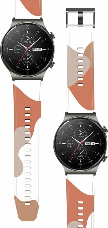 Rrip silikoni për Huawei Watch GT2 Pro Hurtel, Moro, 22 mm, Bardhë/Kuqe/Gri