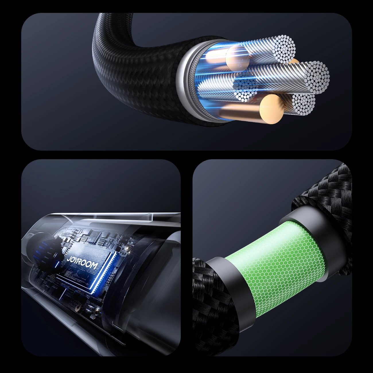 Kabllo Joyroom S-A16 Pro Prism Series USB-A në USB-C, 1.2m, 66W, me ekran, e zezë