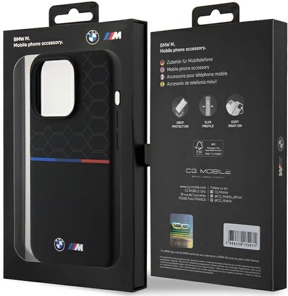 Mbështjellës BMW M Silicone Pattern MagSafe për iPhone 15 Pro, i zi