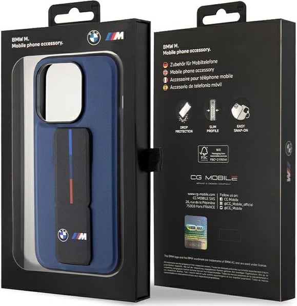 Mbështjellës BMW M Grip Stand Bicolor për iPhone 15 Pro, Blu