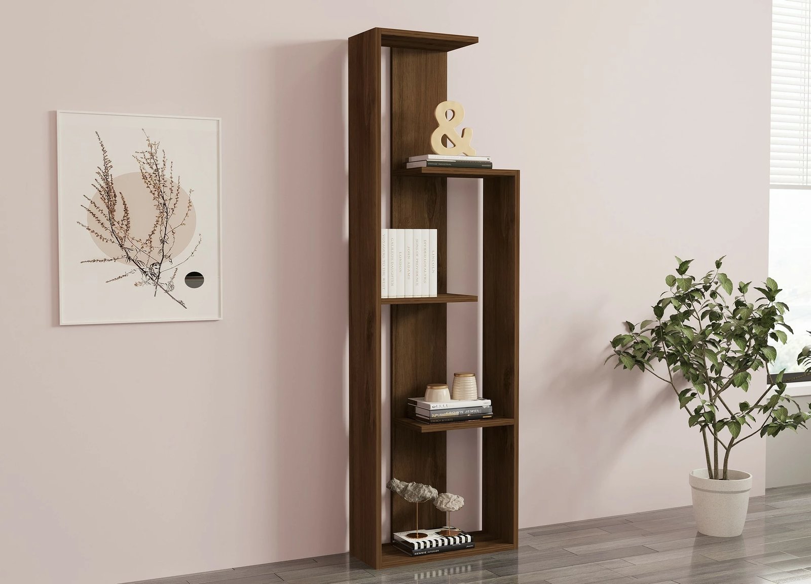 Raft librash Hanah Home, ngjyrë arre, Wand