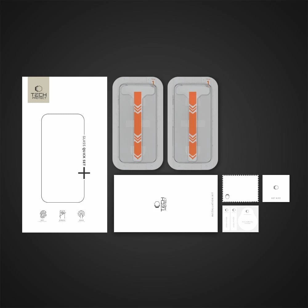 Mbrojtës ekrani xham i temperuar Tech-Protect Quick Set+ për iPhone 16 Pro Max, 2 copë