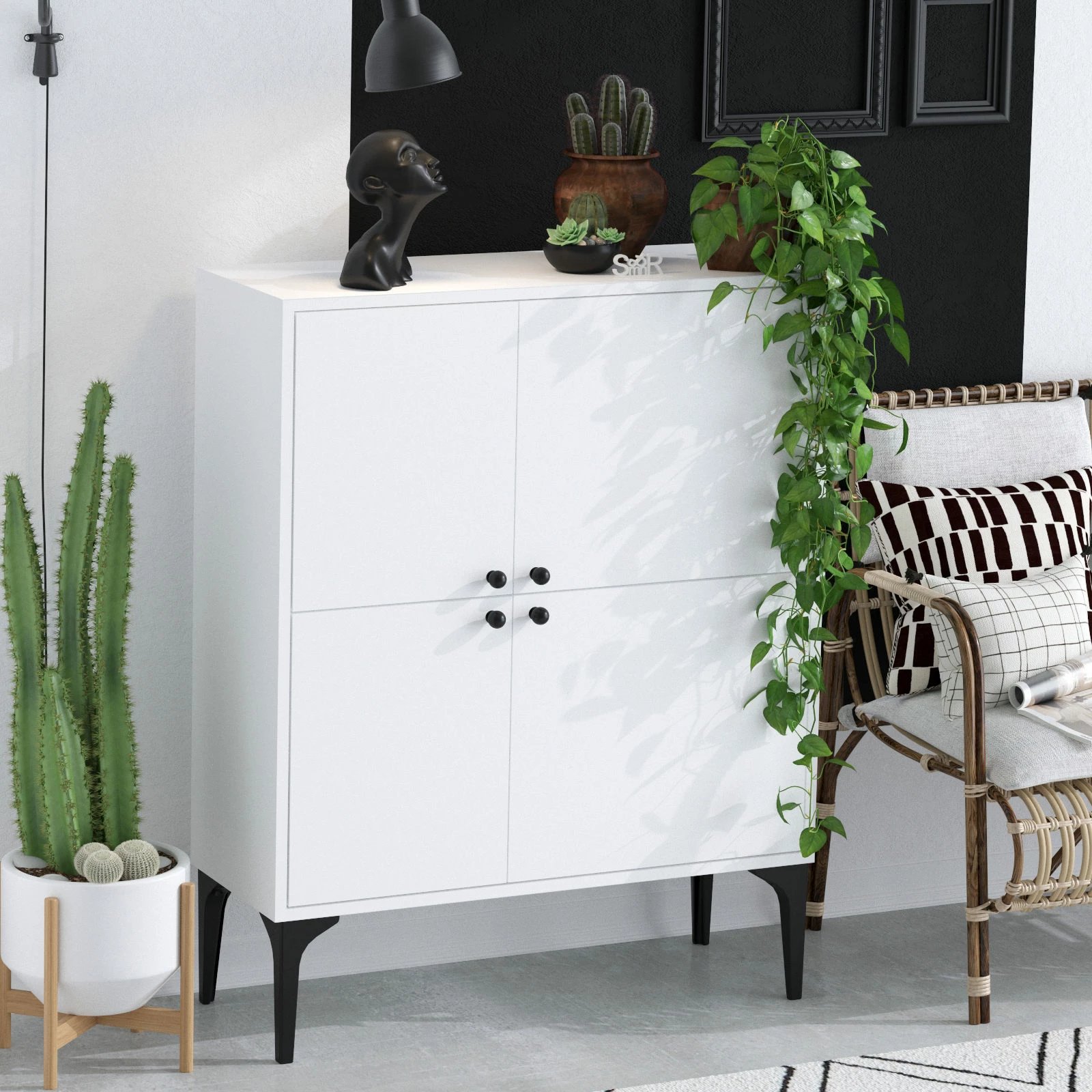 Konsolë Hanah Home, Moon, ngjyrë e bardhë, 90x115x35cm