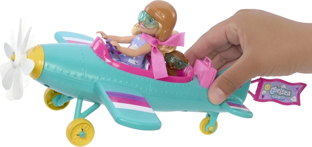 Set lodrash Barbie Chelsea Can Be… Plane me aeroplan, 2 ulëse, 7 aksesorë, shumëngjyrësh