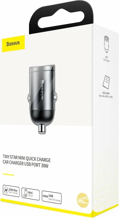Karikues veture Baseus Tiny Star Mini, 30W, USB-A, Quick Charge 3.0, Gri Karikues veture Baseus Tiny Star Mini, 30W, USB-A, Quick Charge 3.0, Gri
