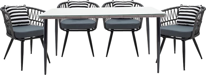 Set tavoline me karrige Naoki 5 copë pe gri-metal zi