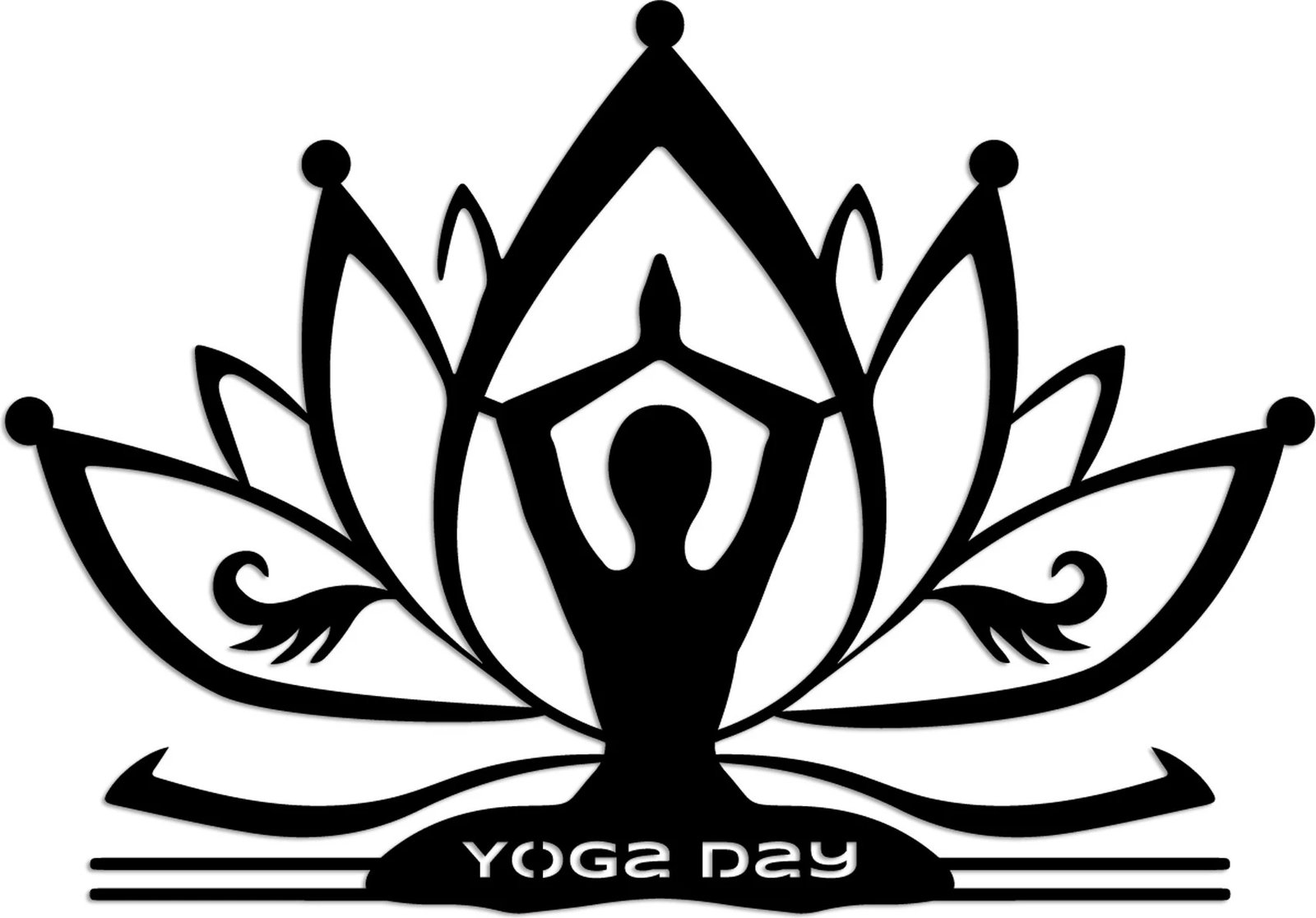 Aksesor dekorativ metalik për mur, Yoga 30, ngjyrë e zezë, 60x42cm