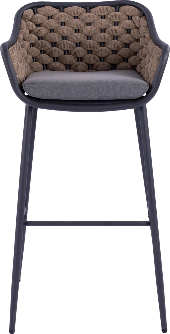 Karrige për bar me kornizë metalike dhe litar thurje bezhë FH5715 54x54x103cm