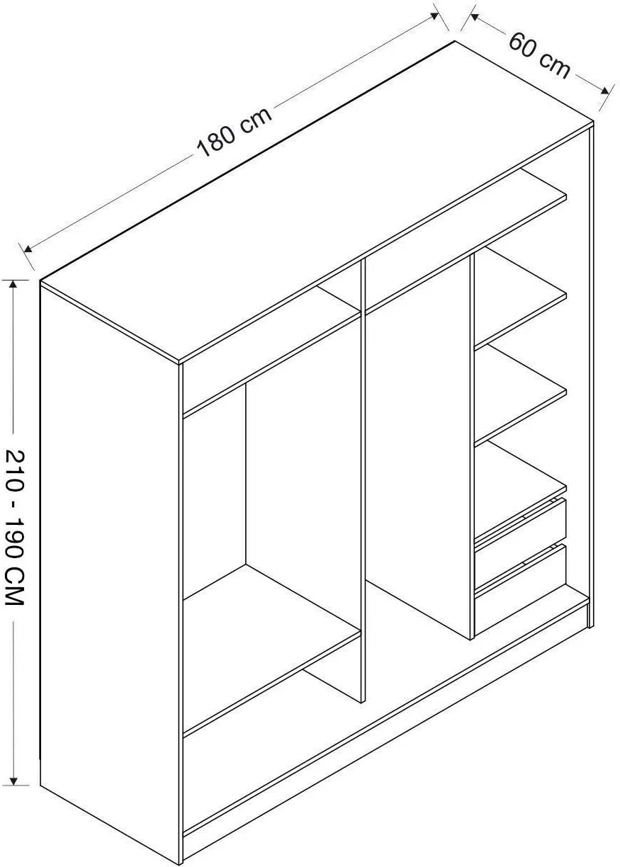 Dollap garderobe Hanah Home, Kale, dore dhe antracit, 180x210x52cm
