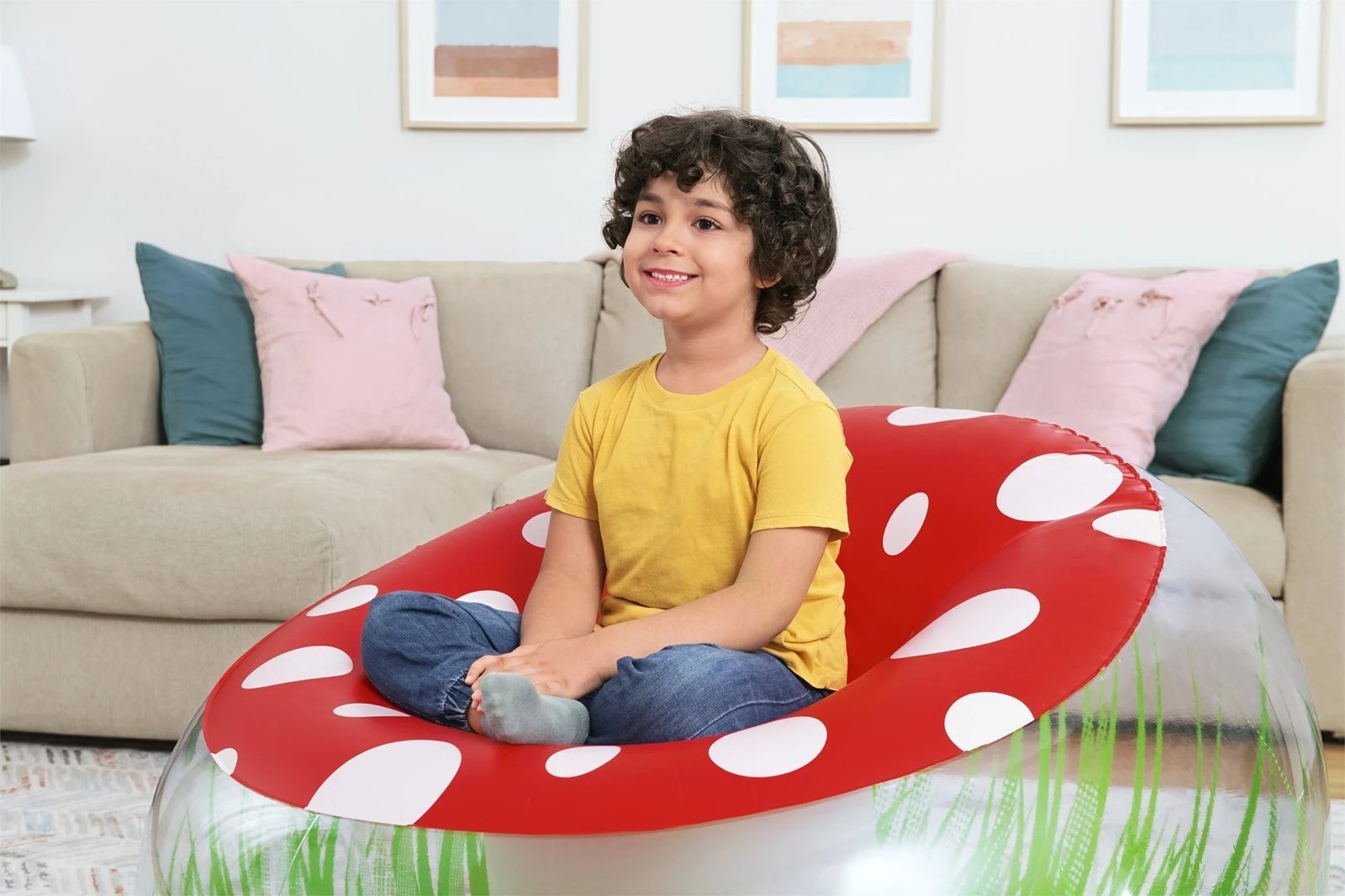 Karrige fryrëse për fëmijë Bestway Mighty Mushroom, PVC, e bardhë/transparente