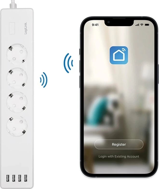 Listë e mençur Logilink 4 gniazda, 1.8m, e bardhë