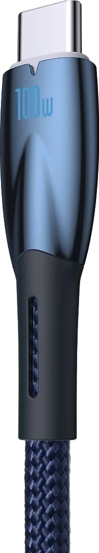 Kabllo karikimi i shpejtë Baseus Glimmer Series, USB-A në USB-C, 1m, 100W, Blu