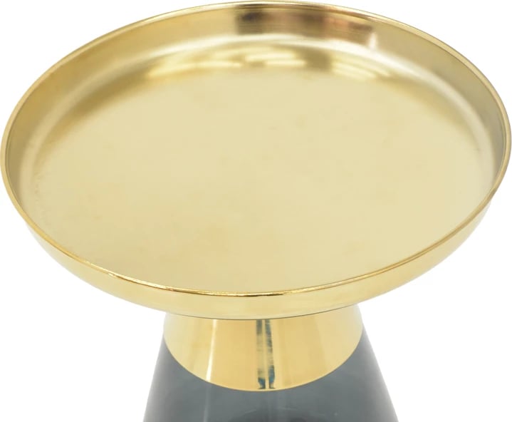 Tavolinë kafeje Kunlo Inart krom i artë-xham i zi D50x53.5cm