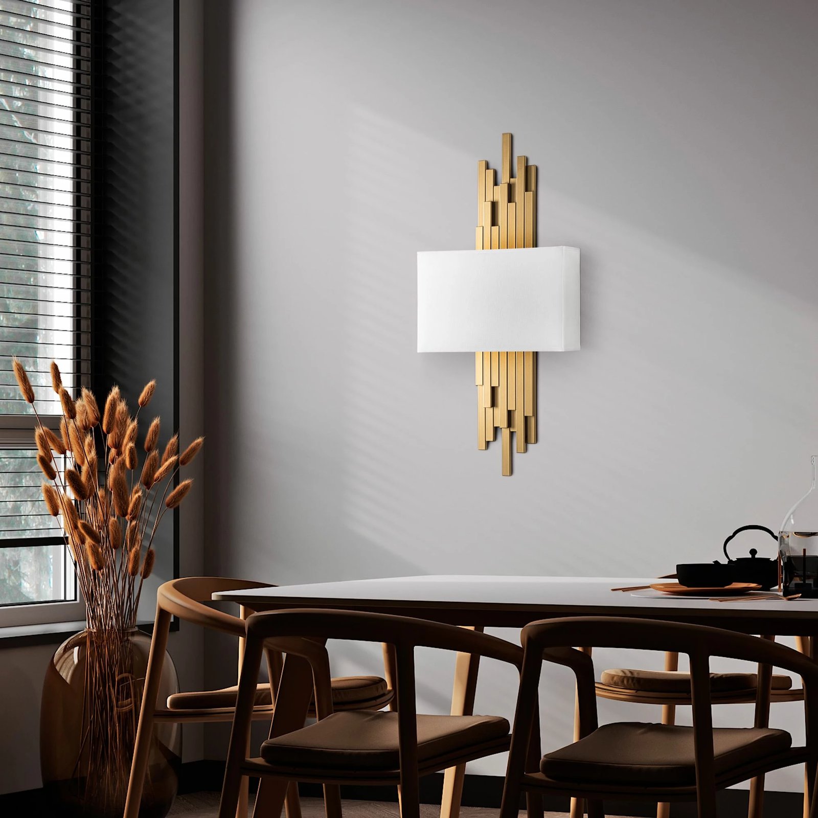 Llambë muri Opviq, Axıs - 15111, metal dhe tekstil, ngjyrë ari dhe e bardhë