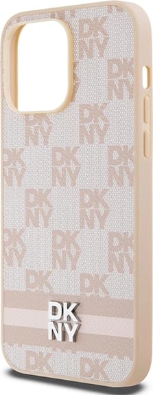 Mbështjellës DKNY Checkered Mono Pattern & Printed Stripes për iPhone 14 Pro Max, rozë