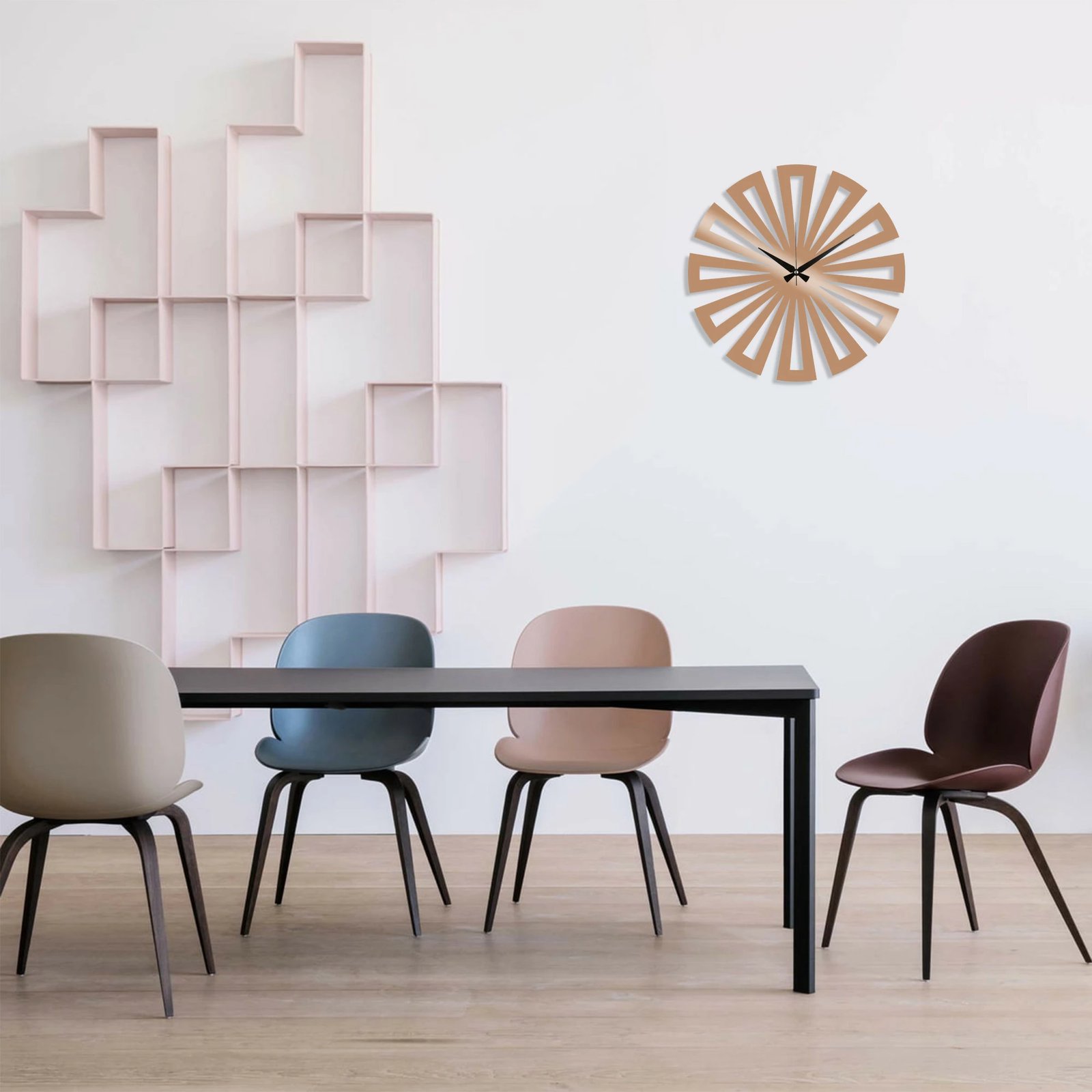 Orë muri dekorative prej metali, ngjyrë bakri, Wallity, 48x48cm