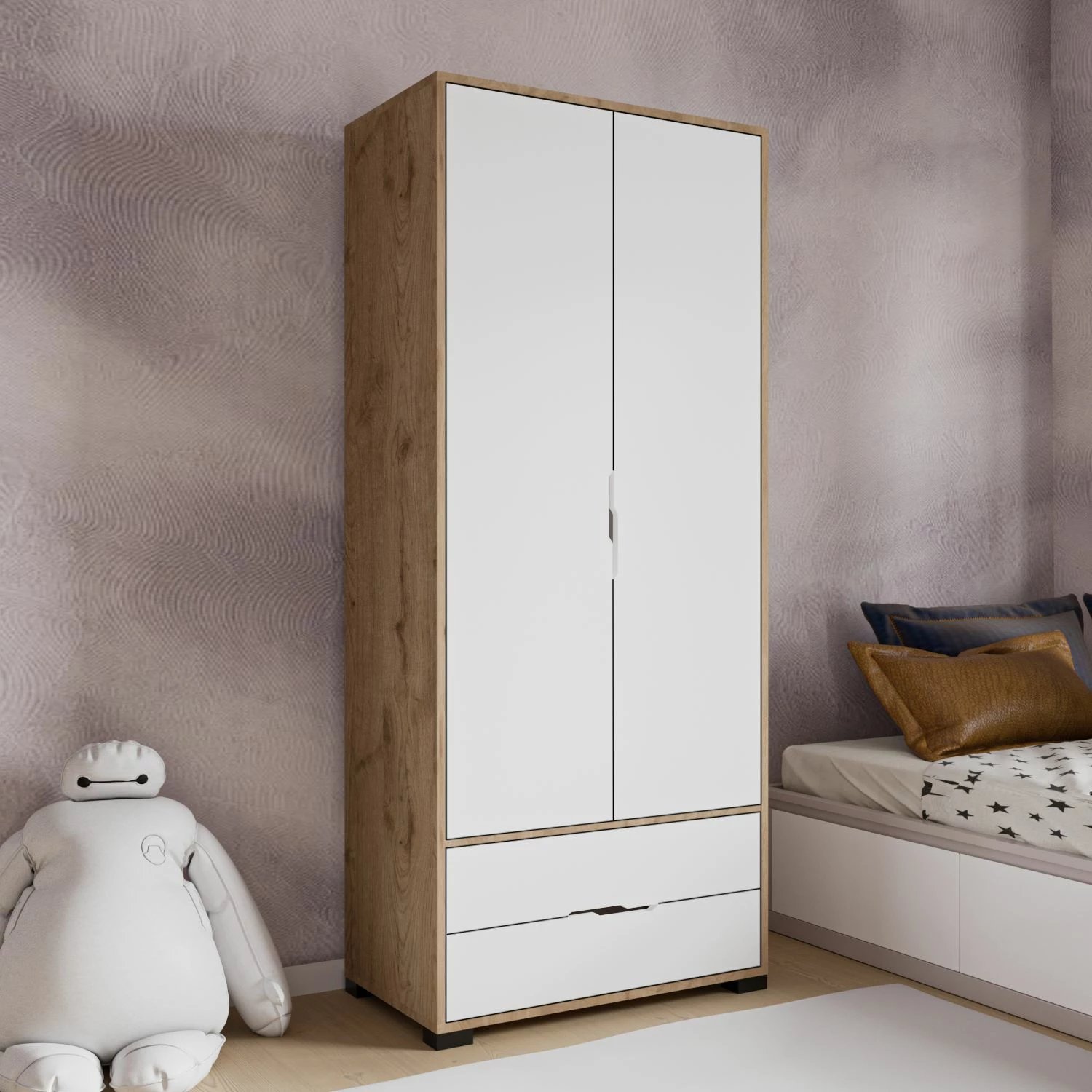 Dollap Skye Decor, sirtarë Royal 80, ngjyrë lis, e bardhë