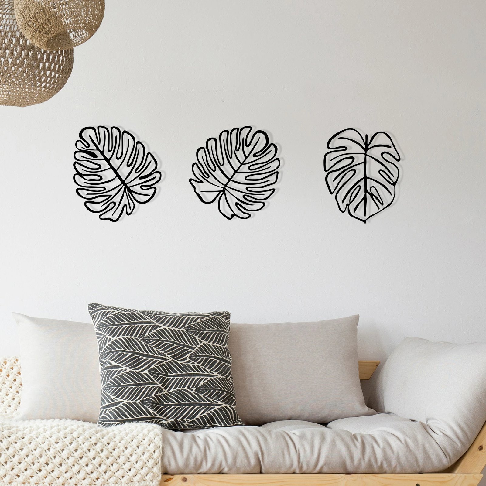 Aksesor dekorativ metalik për mur, Wallity, tropikal, 3 copë