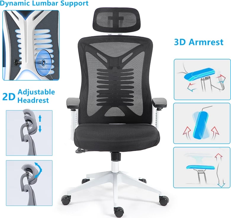 Karrige për zyre Andrew, e zezë/e bardhë