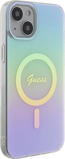 Mbështjellës Guess GUHMP15MHITSQ për iPhone 15 Plus 6.7", IML Iridescent MagSafe, kaltër
