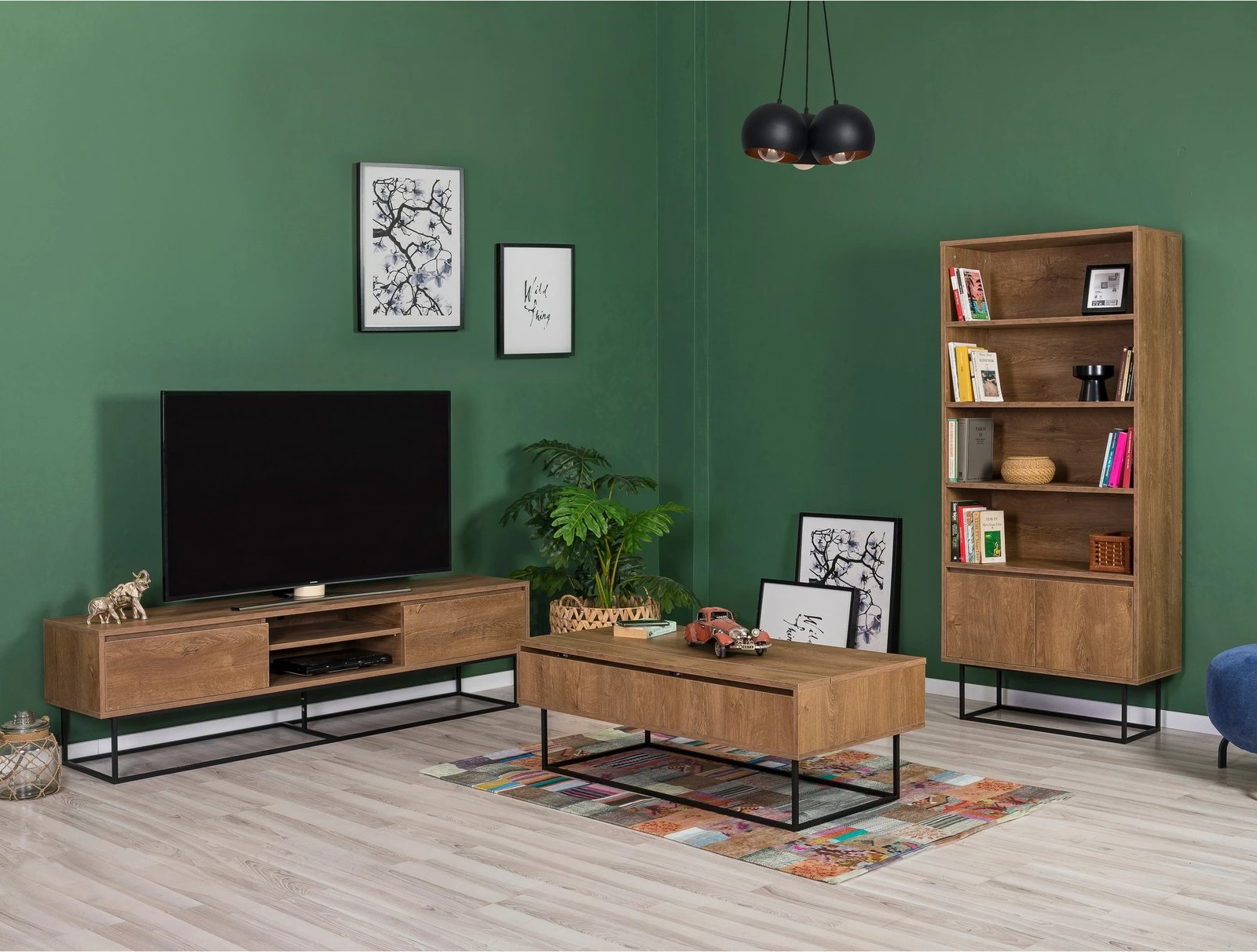 Set mobiljesh për dhomë dite Skye Decor, Laxus Takım 13, ngjyrë arre dhe e zezë