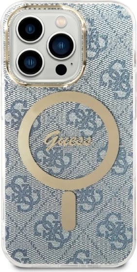 Set mbështjellës Guess GUBPP14LH4EACSB me karikues wireless për iPhone 14 Pro 6.1", blu