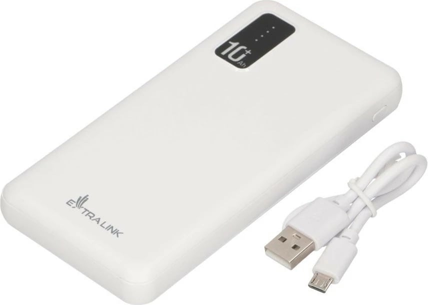 Powerbank Extralink EPB-098W, 10000 mAh, Bardhë