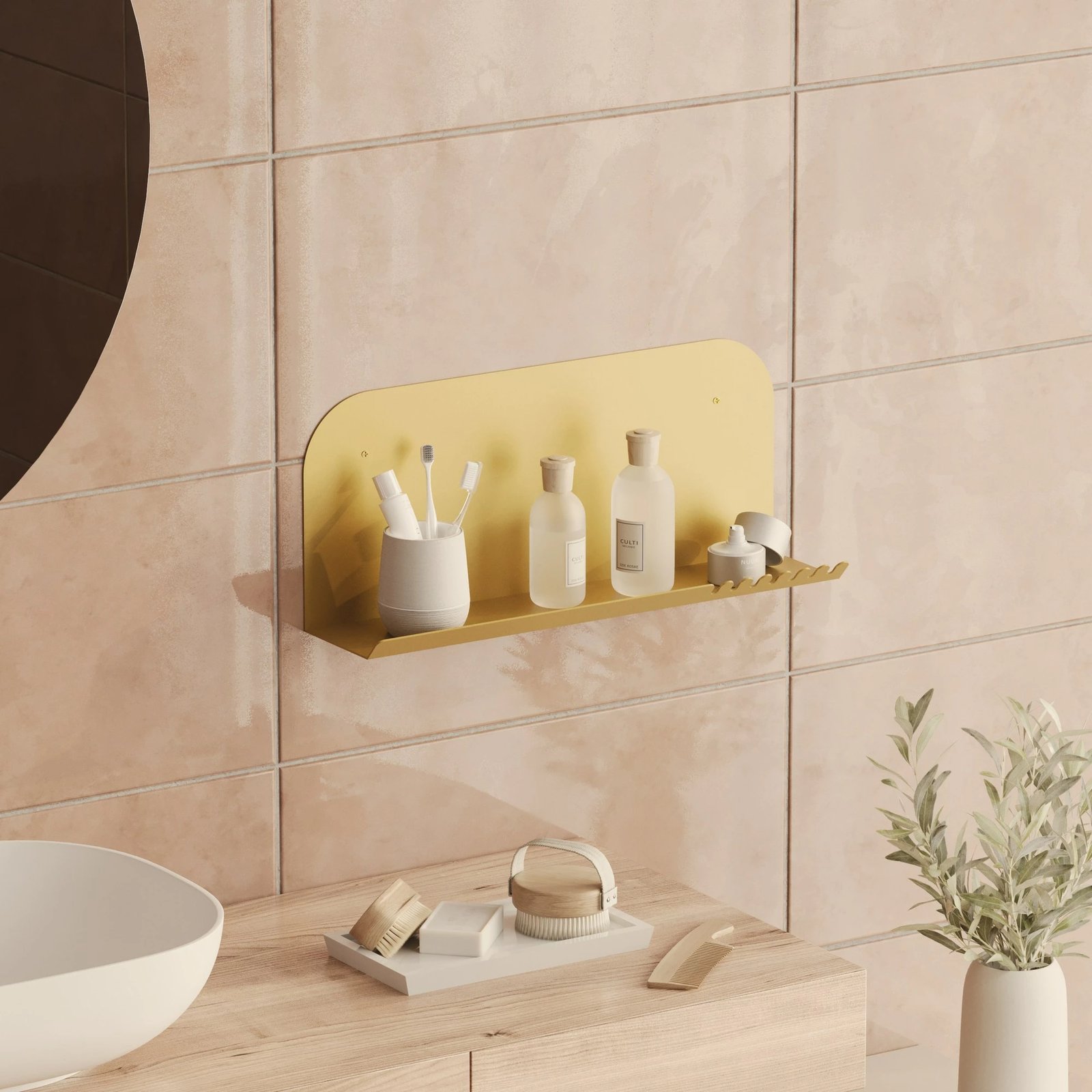 Raft muri metalik, ngjyrë ari, Hanah Home, Long Pouch