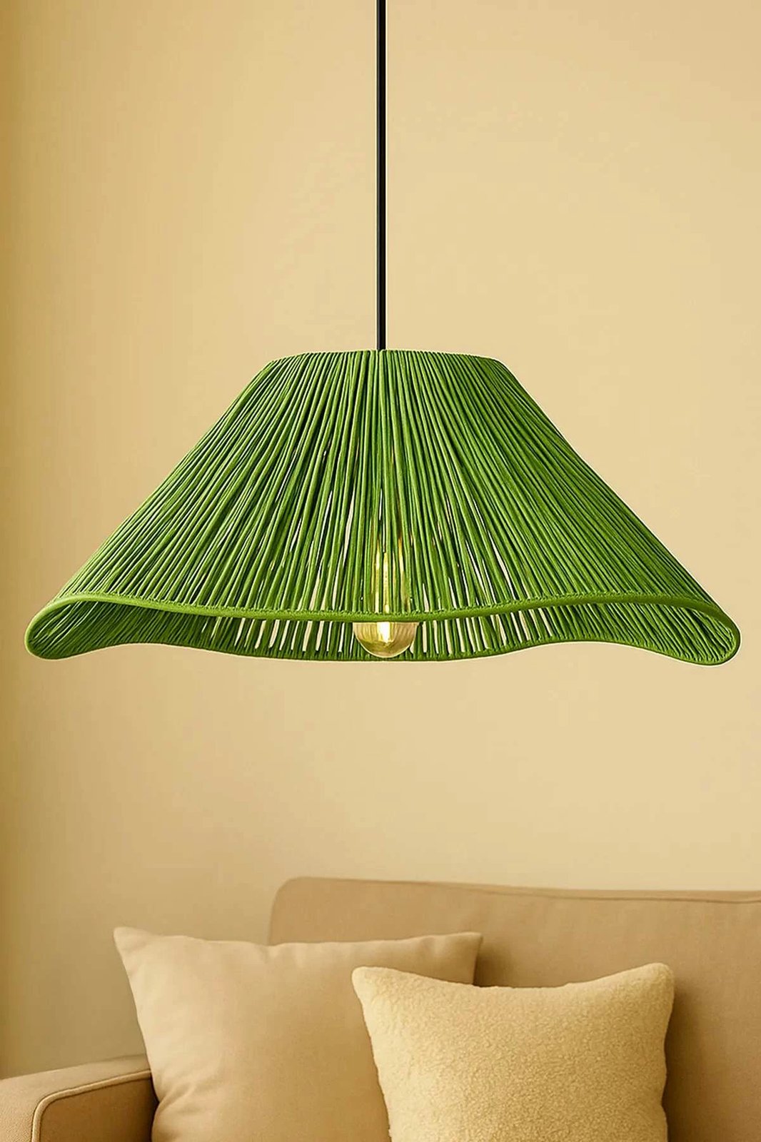 Llambë tavani Opviq, ngjyrë e gjelbër, kapak makrame, Greenfav Llambë tavani Opviq, ngjyrë e gjelbër, kapak makrame, Greenfav