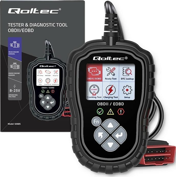 Tester diagnostikues Qoltec ProLine, OBDII/EOBD, 8V-25V, DualSystem, i zi