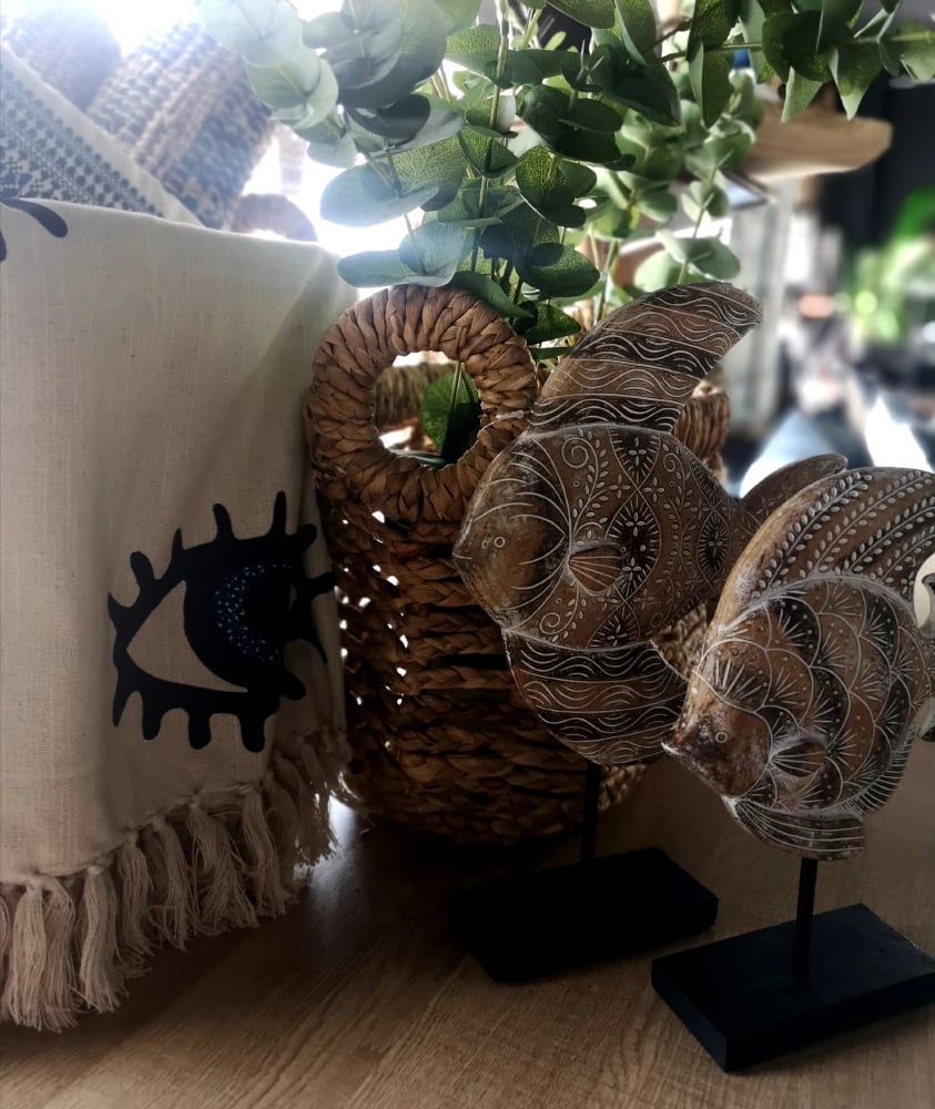 Dekor peshk Gourami, polirezine, ngjyrë kafe, 26x6x33cm