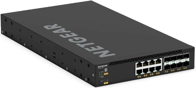 Switch Netgear XSM4316 (XSM4316-100NES) 8x10GE/Multi-Gig + 8xSFP+ 10G, zi, paketë me aksesorë montimi rack