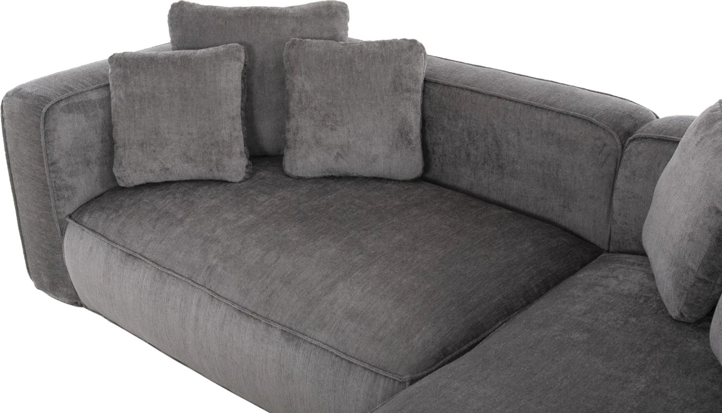 Divan qoshe 3-vendësh GRACE FH3280.03R, pëlhurë gri, 252x105-160x70-90H cm
