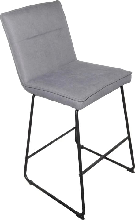 Karrige për bar Essential, set prej 4 copash, material stof gri, këmbë metalike të zeza, 53x64.5x107cm