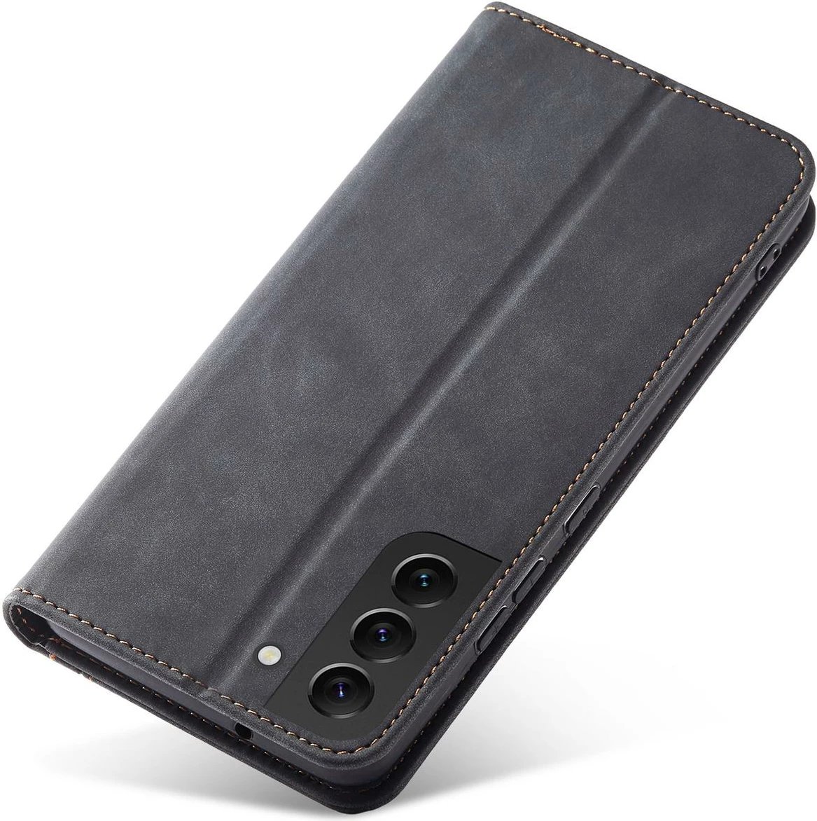 Mbështjellës Hurtel Magnet Fancy Case për Samsung Galaxy S22+, me portofol dhe qëndrim, e zezë