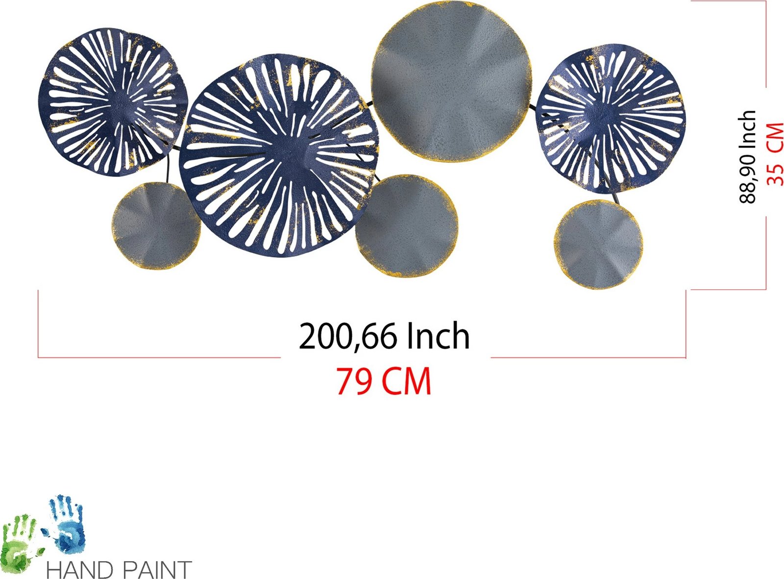 Aksesor dekorativ metalik për mur, Wallity Astrid, shumëngjyrësh, 79x8x35cm