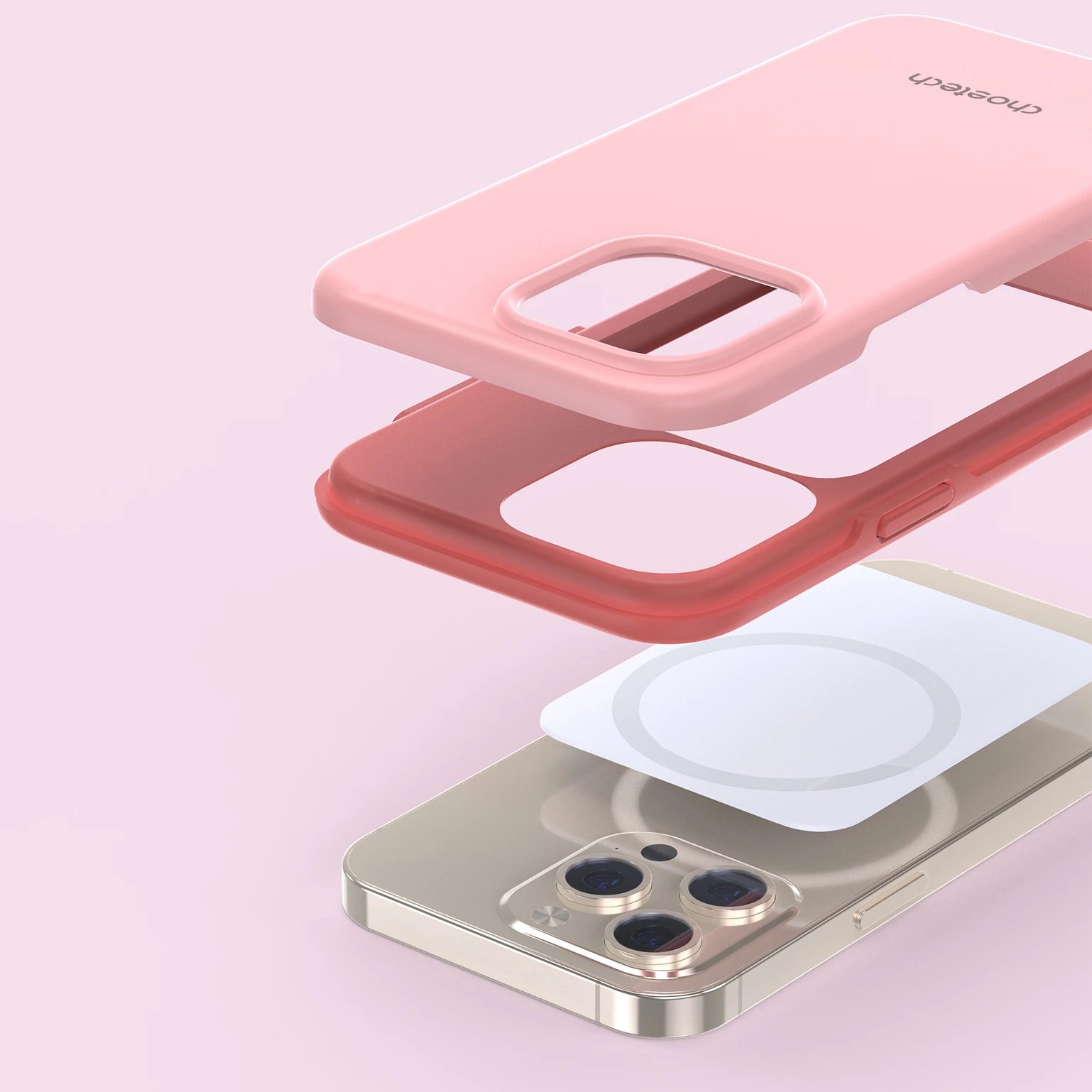 Mbështjellës Choetech PC0113-MFM-PK për iPhone 13 Pro, Made For MagSafe, rozë