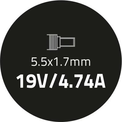 Adapter rryme për laptop Qoltec 90W, për Acer, 19V 4.74A, 5.5x1.7mm, i zi