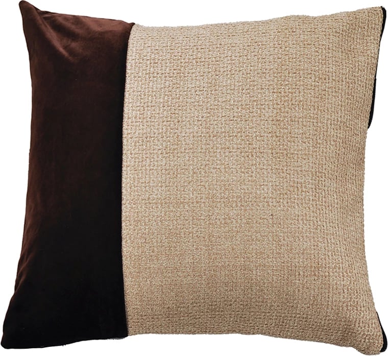 Jastëk dekorativ Glam, kadife-lino, ngjyrë e kuqe e ndryshkur-bezhë, 45x45cm