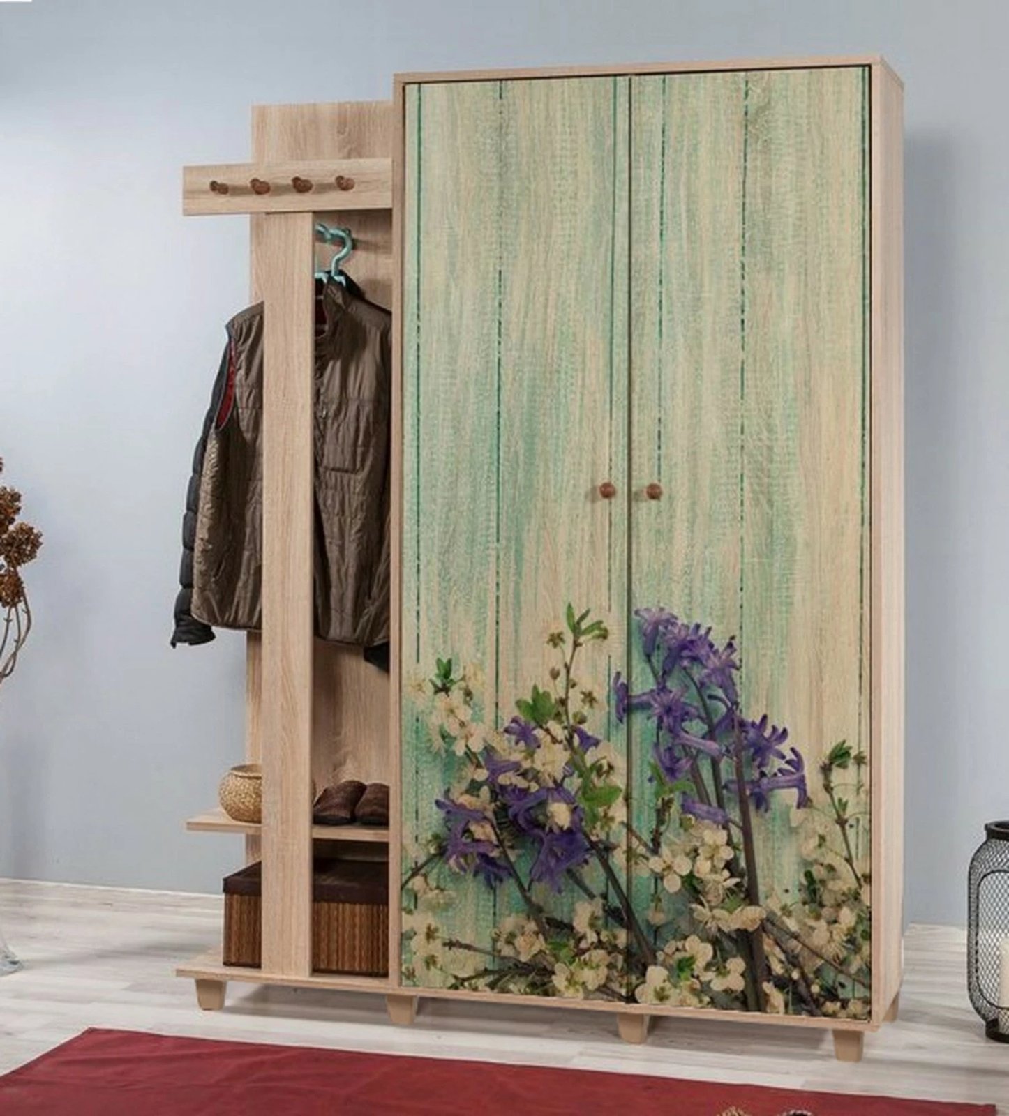 Stendë korridori Garmanto, ngjyrë lisi Sonoma, me rafte dhe varëse, 135-727