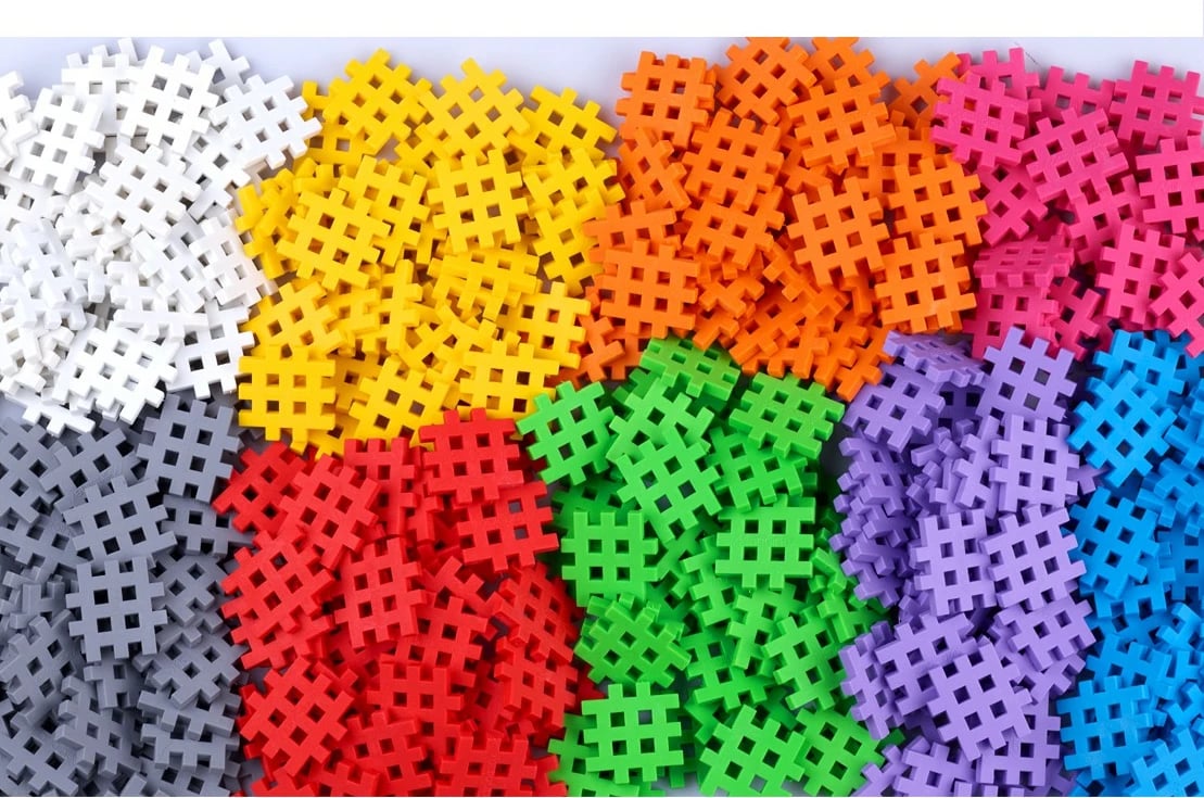 Set blloqe ndërtimi Marioinex Mini Waffle, 300 copë, shumëngjyrëshe