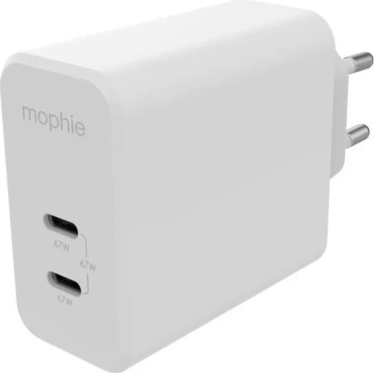 Karikuesi Mophie GaN, Dual USB-C 67W, i bardhë