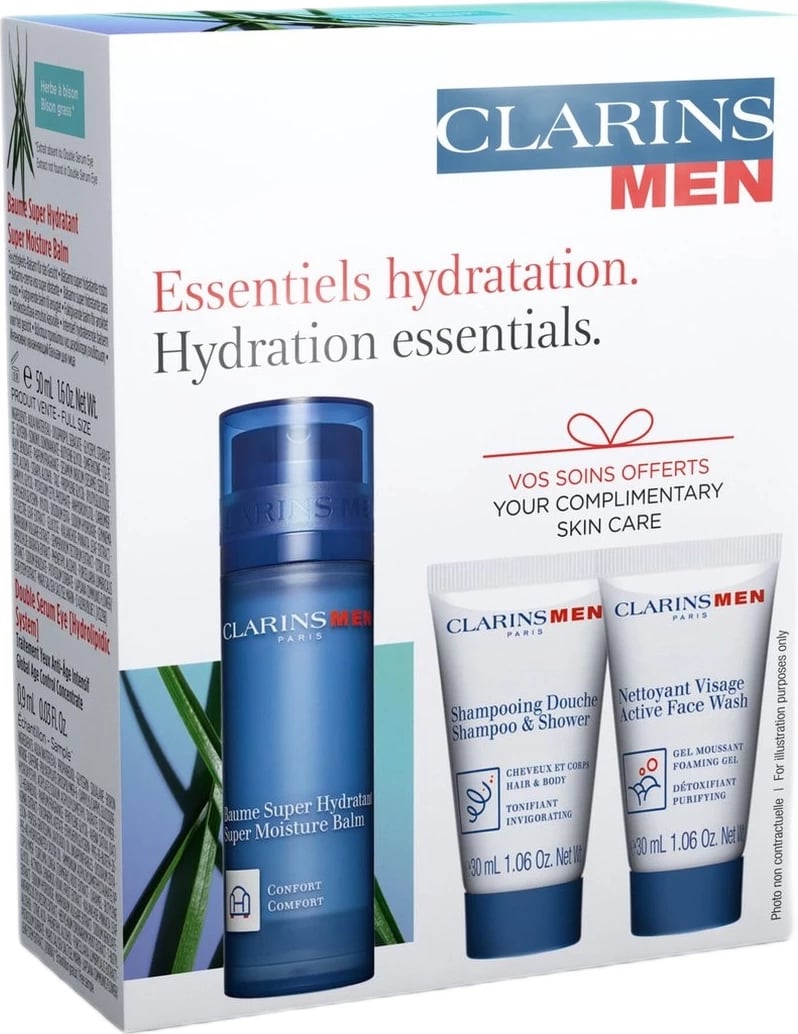 Set për kujdes të lëkurës për meshkuj ClarinsMen Moisturizing Balm, 4 copë