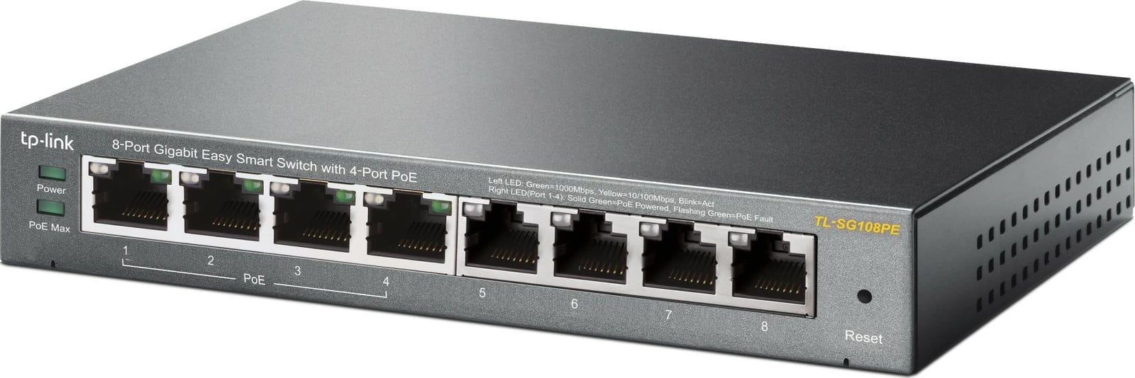 Switch TP-Link 8-Port Gigabit Easy Smart me 4-Port PoE, Managed, L2, Gigabit Ethernet (10/100/1000)
