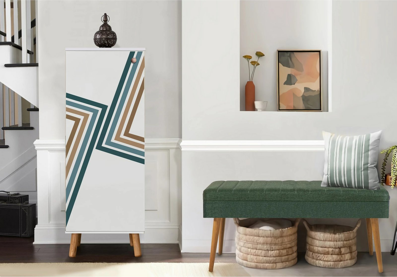 Set mobiljesh për korridor, ngjyrë e bardhë dhe e gjelbër, Skye Decor, 951 - 1070