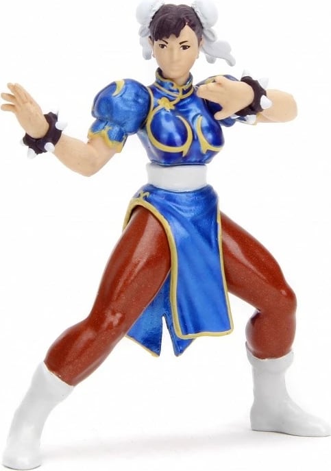 Model makine JADA TOYS Street Fighter 1993 Mazda RX7 1:24 me figurë Chun-Li, Blu, set