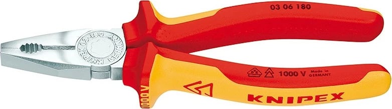 Knipex lineman's pliers 03 06 160, 160mm, çelik, dorezë plastike, portokalli/kuqe