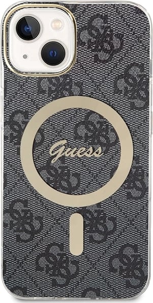 Mbështjellës Guess 4G MagSafe për iPhone 15 Plus / 14 Plus, i zi